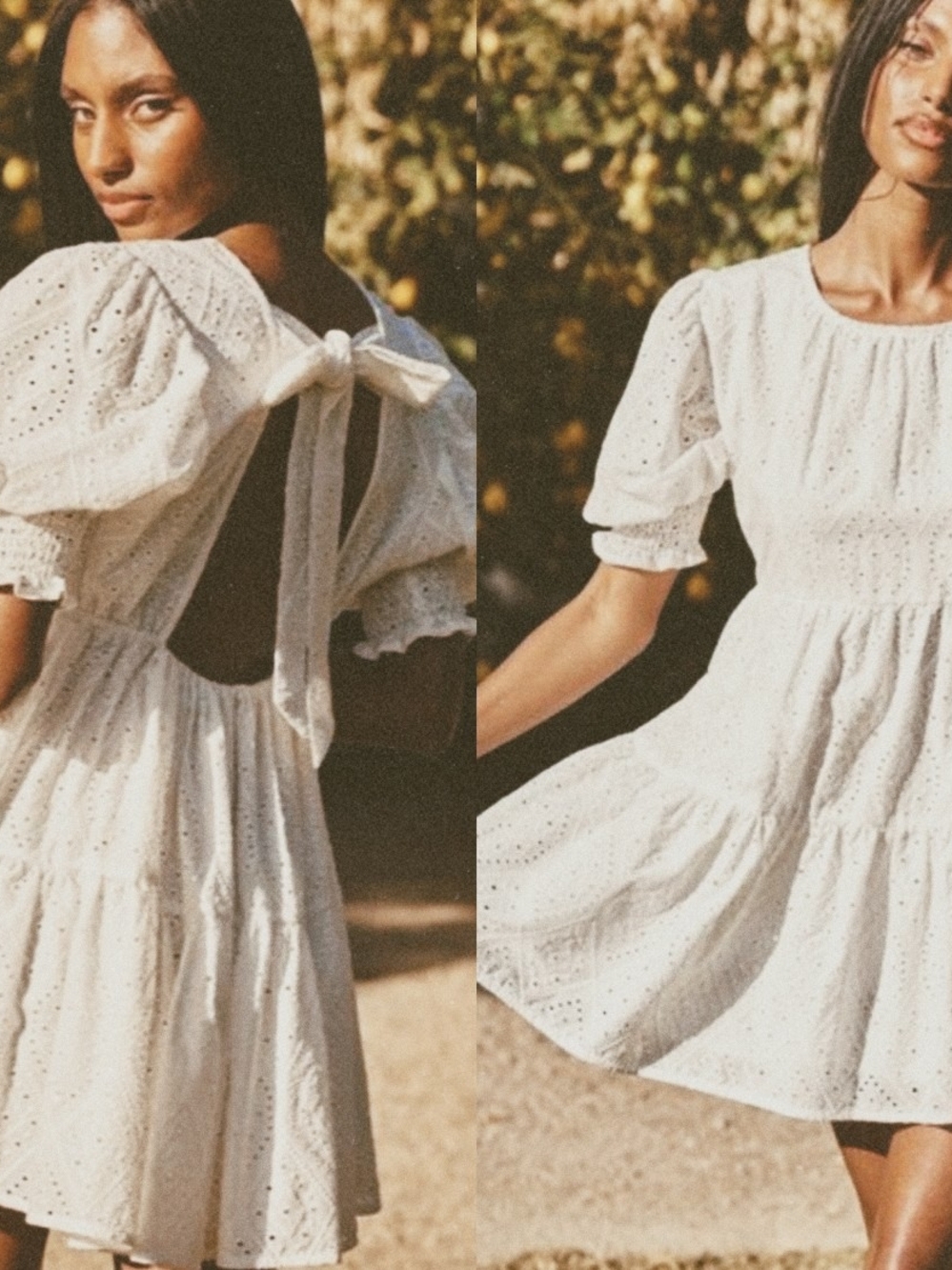 MISA LOS ANGELES WHITE BRODERIE ANGLAISE COTTON PUFF SLEEVE FRASER DRESS SMALL